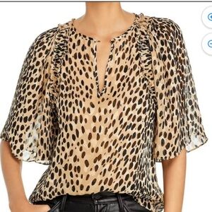 NWT Rebecca Taylor, size M, Golden Ombre leopard print blouse